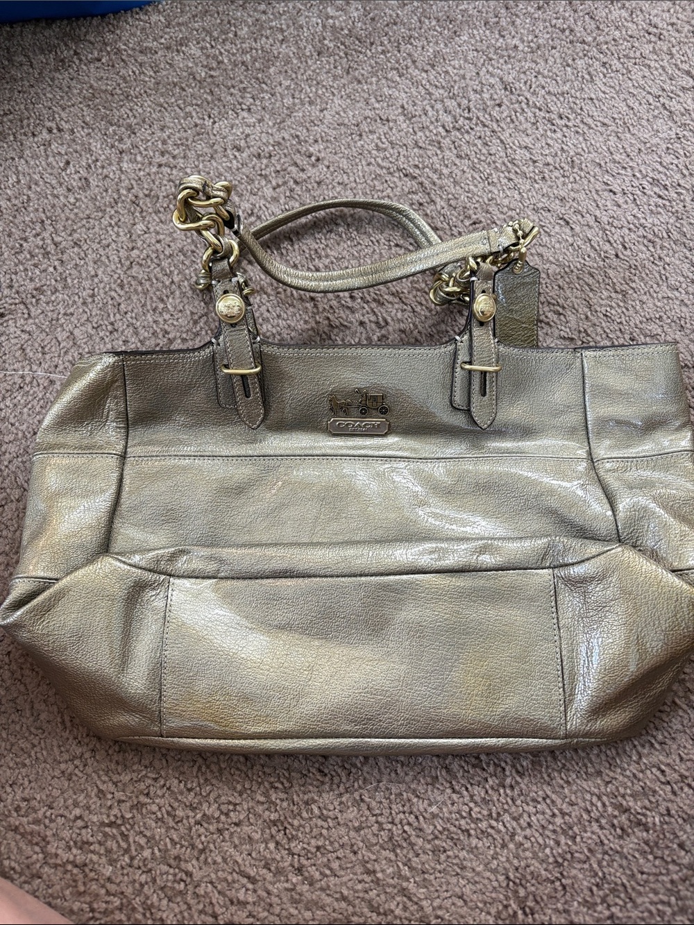 Coach Metallic Gold Pebbled Leather Tote